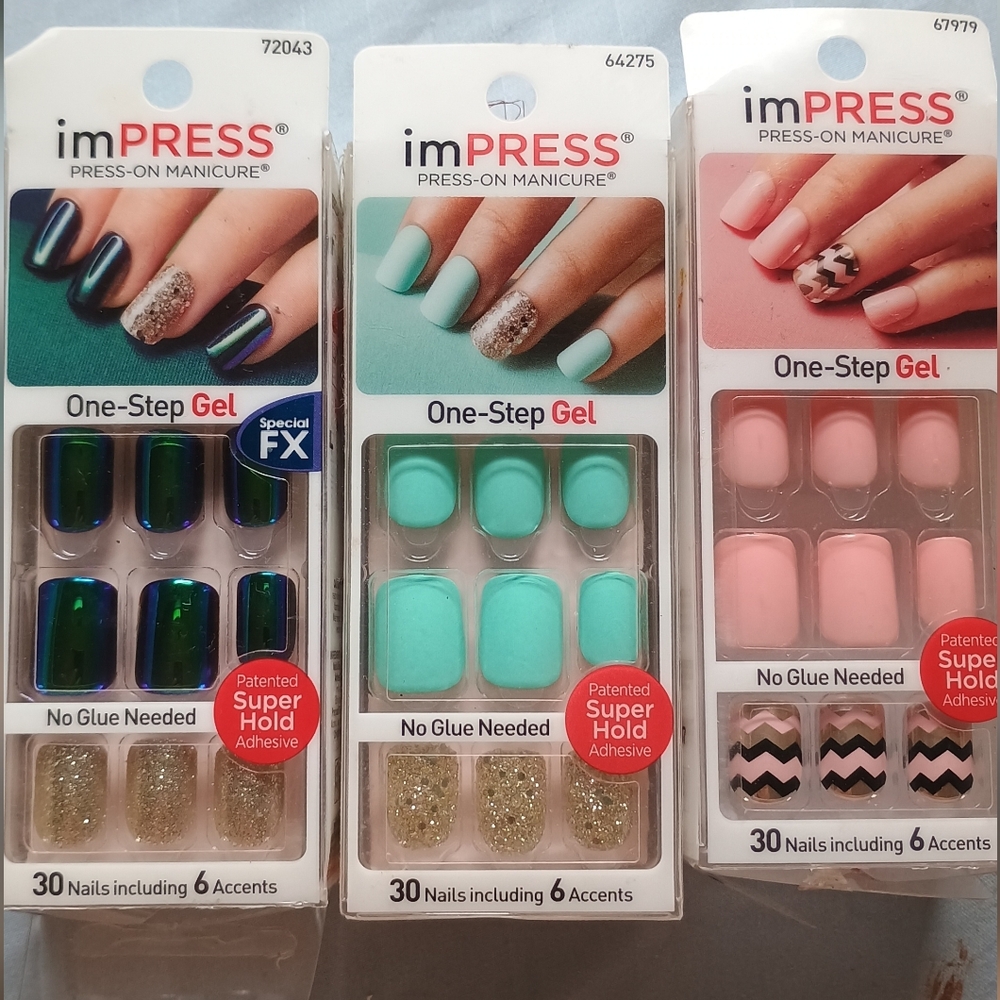 imPRESS One-Step Gel Nail Set - Blue, Mint, Pink, Gold